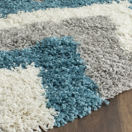 Safavieh Sgk-Shag Kids 6'-7" x 6'-7" Rug in Ivory / Blue