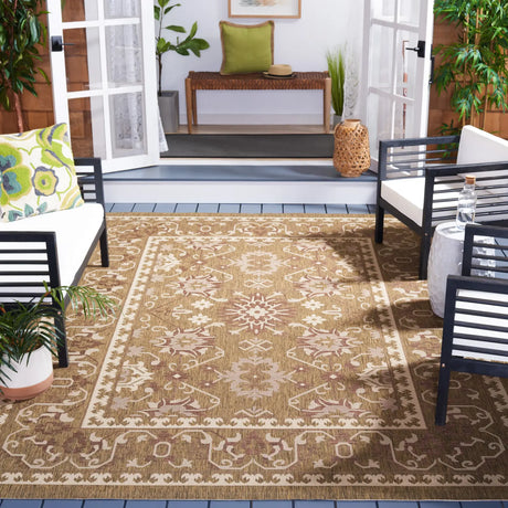 Safavieh Courtyard 6'-7" x 9'-6" Rug in Brown / Creme