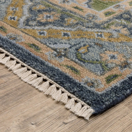Oriental Weavers Sphinx MAJORCA MAJ03 Blue Floral Rugs - corner detail