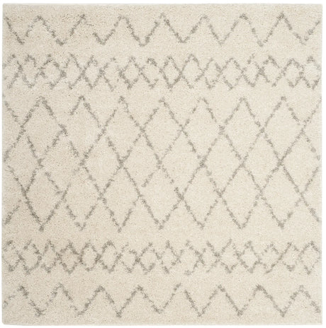 Safavieh Berber Shag 5'-1" x 5'-1" Rug in Cream / Light Grey