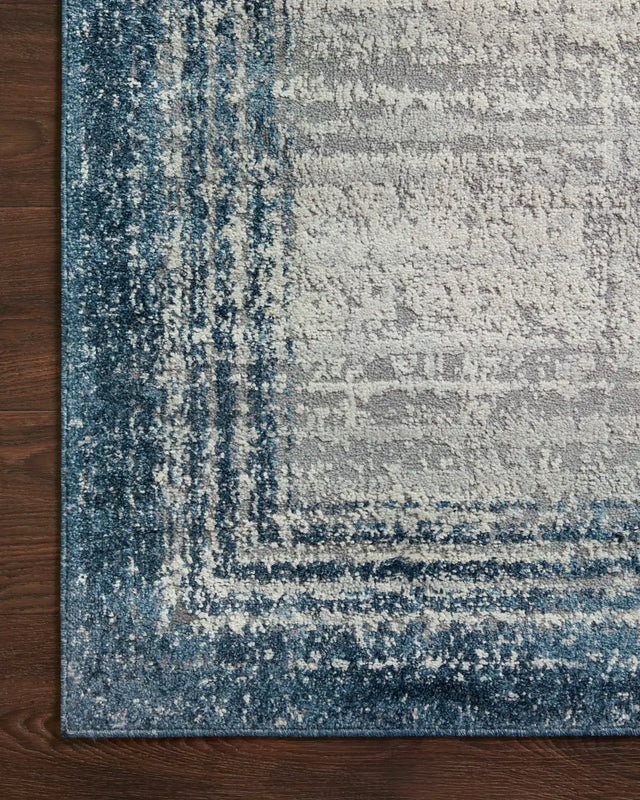 Loloi Austen Aus-02 Pebble/Blue Rugs - corner on wood