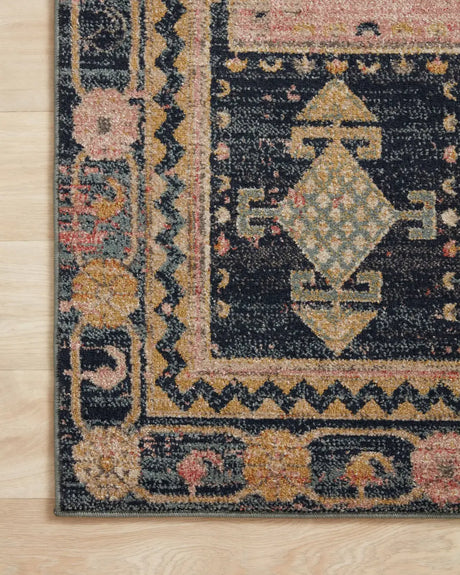 Loloi Jocelyn Joc-06 Rose/Rose Rugs - corner on wood