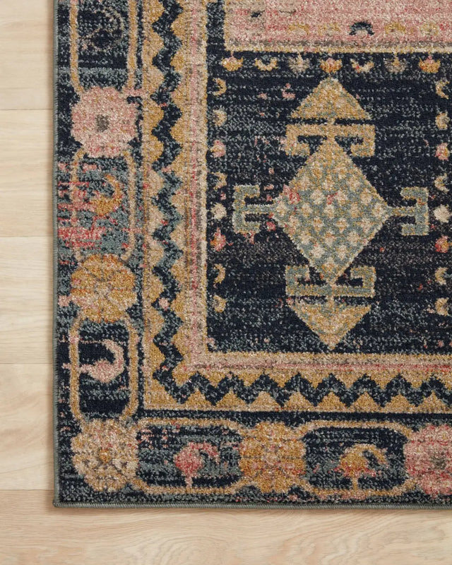 Loloi Jocelyn Joc-06 Rose/Rose Rugs - corner on wood