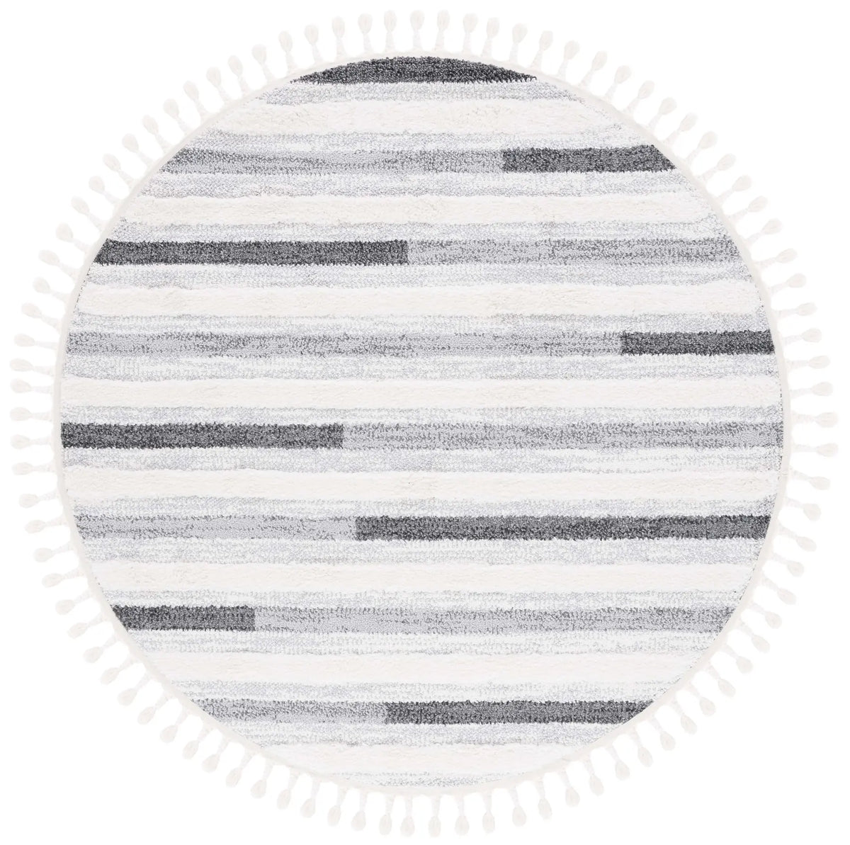 Safavieh Moroccan Tassel Shag 6'-7" x 6'-7" Rug in Ivory / Grey