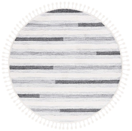 Safavieh Moroccan Tassel Shag 6'-7" x 6'-7" Rug in Ivory / Grey
