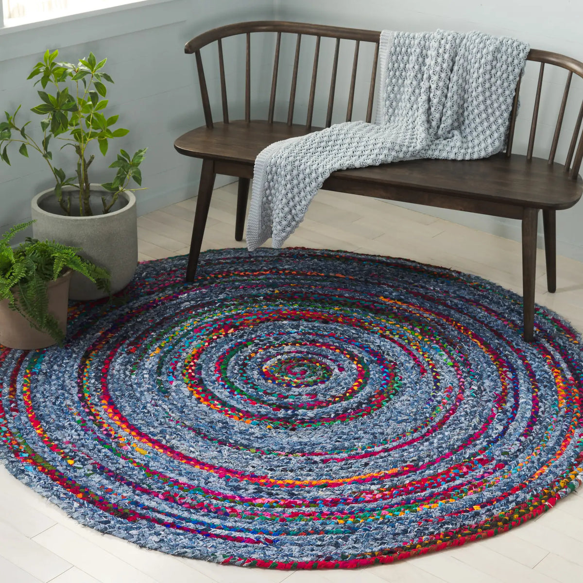 Safavieh Braided 5'-0" x 5'-0" Rug in Blue / Red