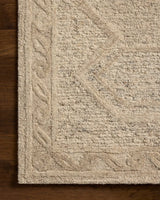 Loloi Mabel MBL-01 Traditional Hand Tufted Stone, Sand Rug - corner on wood