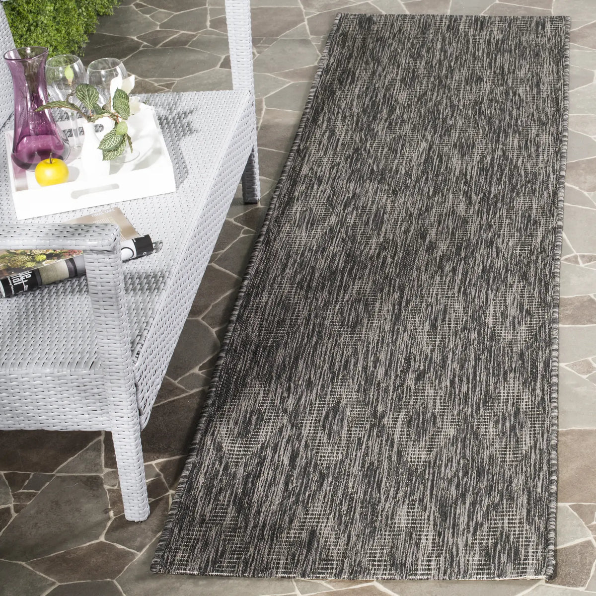 Safavieh Courtyard 2'-3" x 10'-0" Rug in Black / Black
