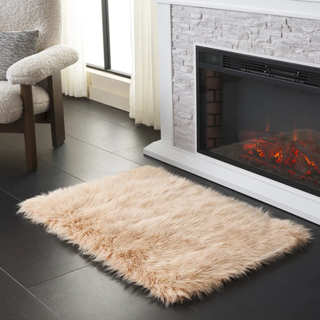 Safavieh Faux Sheep Skin 2'-0" x 3'-0" Rug in Light Pink