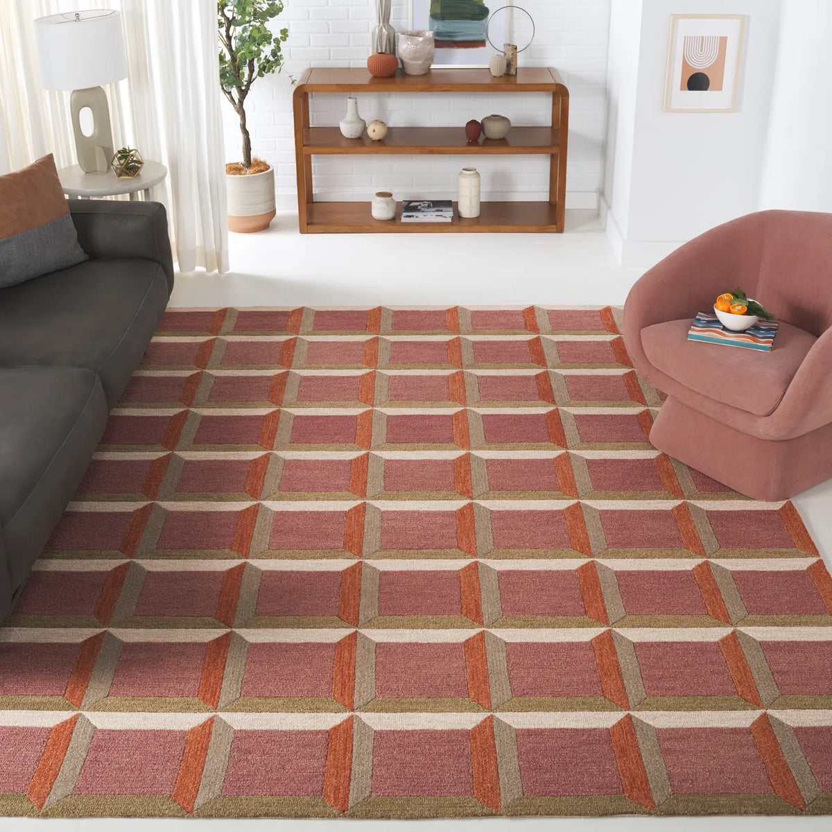 Safavieh Genre 10'-0" x 14'-0" Rug in Pink / Beige