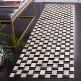 Safavieh Studio Leather 2'-3" x 9'-0" Rug in Black / Ivory