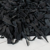 Safavieh Leather Shag 6'-0" x 6'-0" Rug in Black
