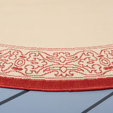 Safavieh Courtyard 5'-3" x 5'-3" Rug in Natural / Red