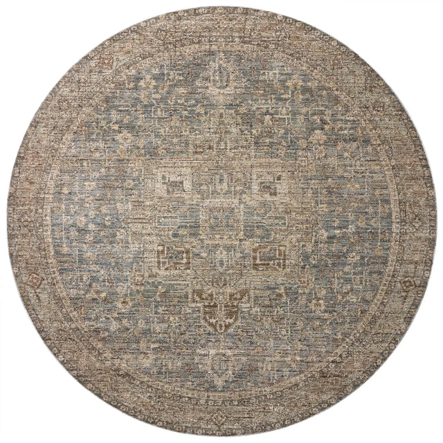 Loloi Priscilla PRL-04 Blue / Bark Rug - round flat