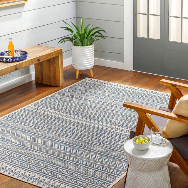 Surya Eagean Eag-2428 Navy, Light Beige, Charcoal, Blue, Ice Blue Rug.