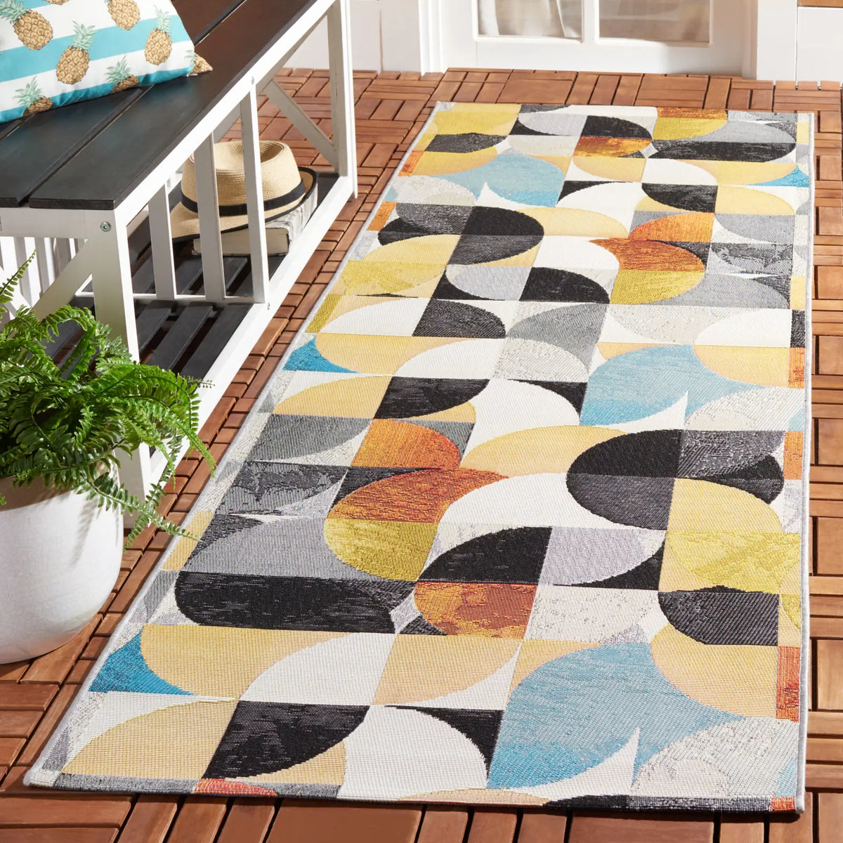 Safavieh Barbados 500 2'-8" x 8'-0" Rug in Ivory Black / Blue Rust