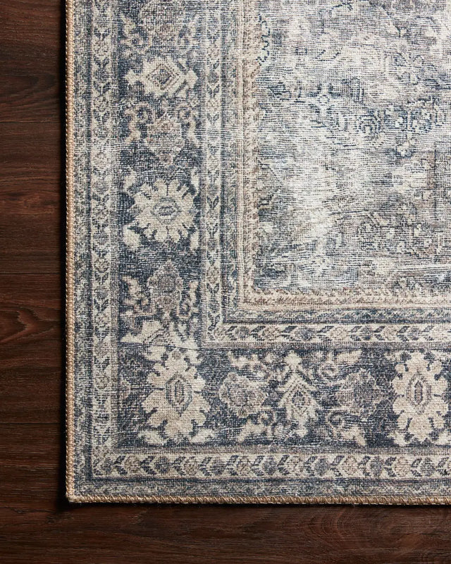 Loloi Wynter Wyn-07 Grey/Charcoal Rugs - corner on wood