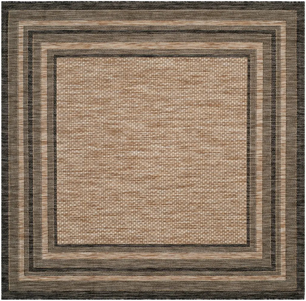 Safavieh Courtyard 6'-7" x 6'-7" Rug in Natural / Black