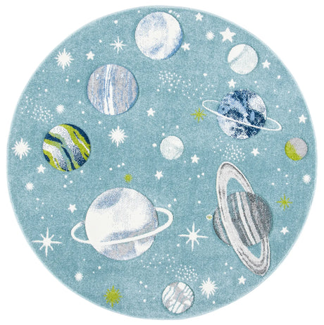 Safavieh Carousel Kids 100 5'-3" x 5'-3" Rug in Teal / Ivory