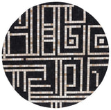 Safavieh Studio Leather 6'-0" x 6'-0" Rug in Black / Ivory