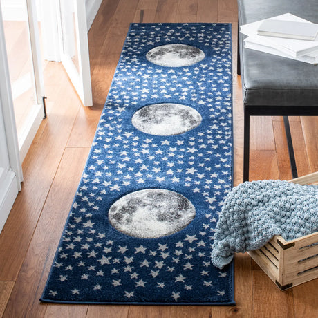Safavieh Carousel Kids 100 2'-3" x 10'-0" Rug in Navy / Grey