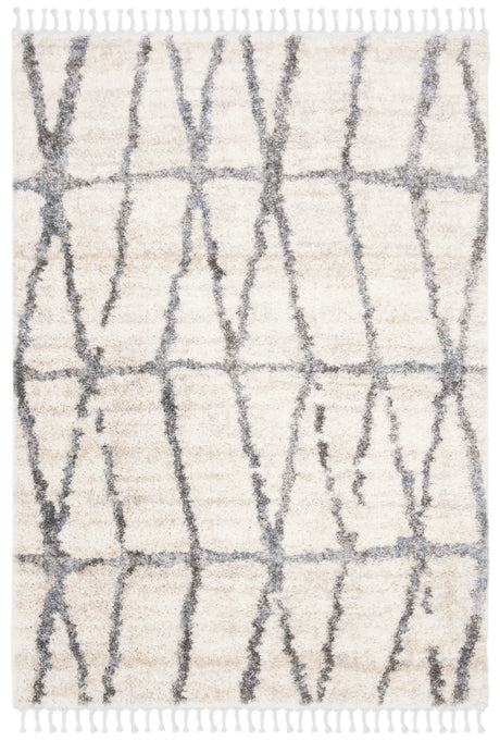 Safavieh Berber Fringe Shag 5'-3" x 7'-6" Rug in Cream / Grey