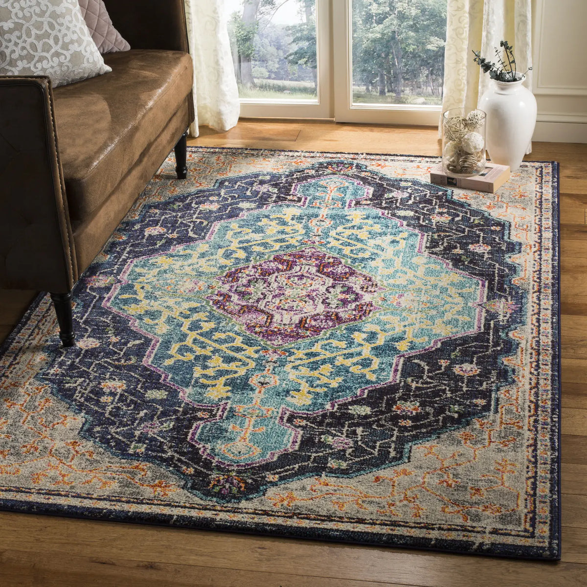 Safavieh Monaco 4'-0" x 5'-7" Rug in Black / Blue