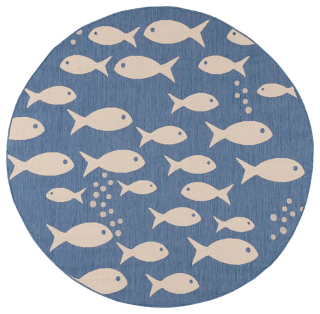 Safavieh Courtyard 5'-3" x 5'-3" Rug in Blue / Beige