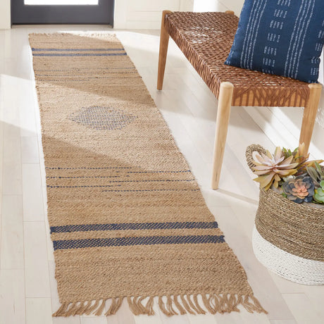 Safavieh Natural Fiber 2'-0" x 9'-0" Rug in Navy / Natural