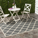 Safavieh Courtyard 4'-0" x 5'-7" Rug in Anthracite / Beige