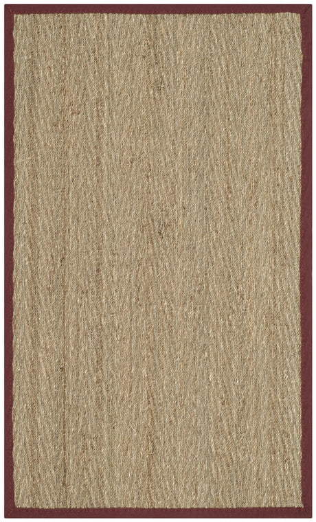 Safavieh Natural Fiber 2'-6" x 4'-0" Rug in Natural / Burgundy Red