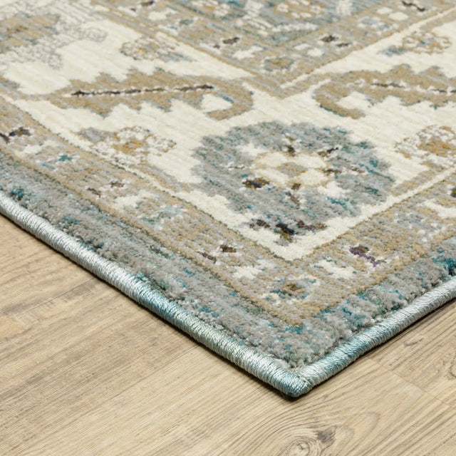 Oriental Weavers Sphinx Andorra 2429A Blue/Ivory Rugs - corner detail