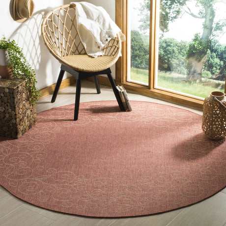 Safavieh Courtyard 6'-7" x 6'-7" Rug in Terracotta / Beige