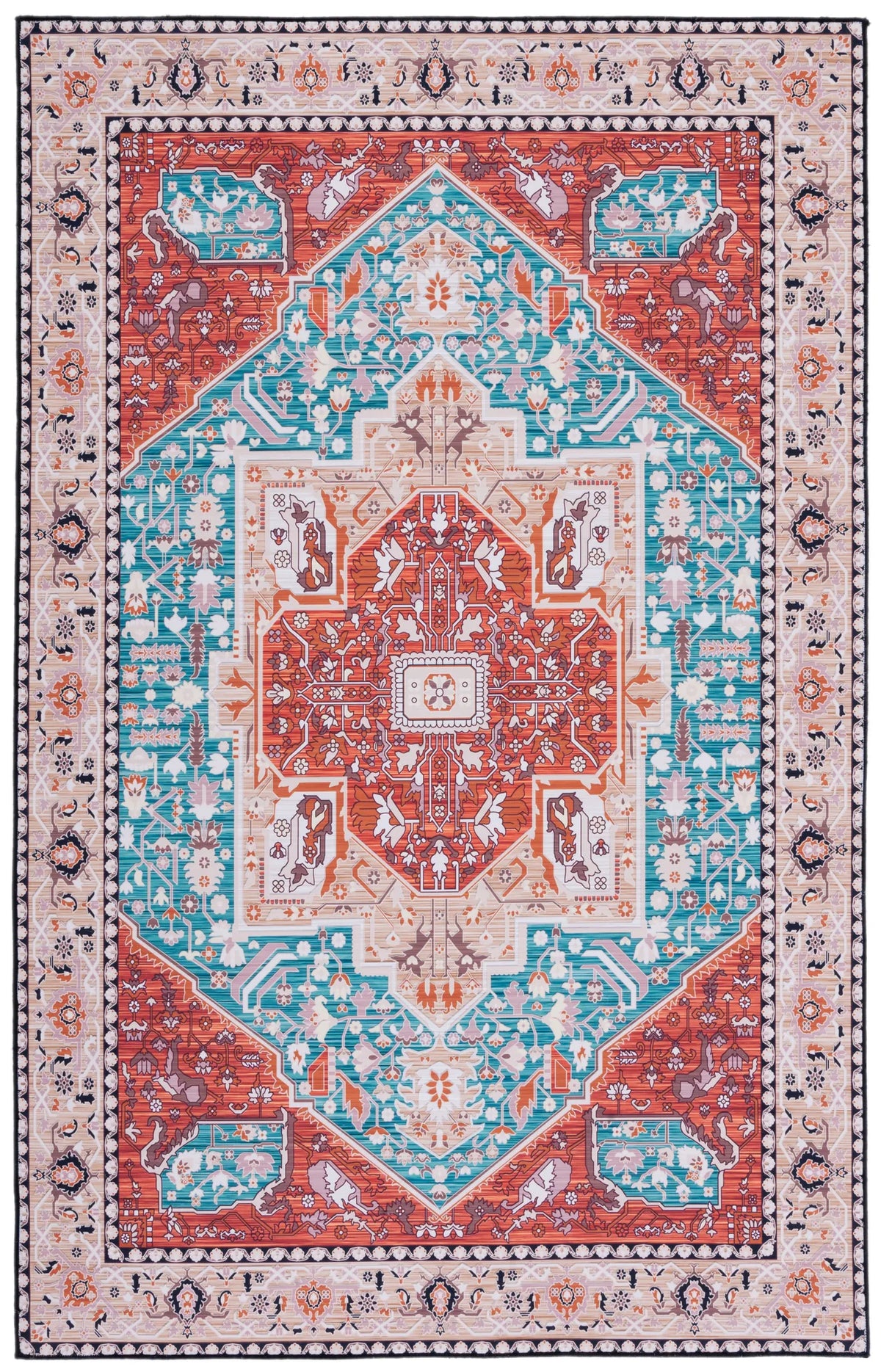 Safavieh Tucson 4'-0" x 6'-0" Rug in Aqua / Rust