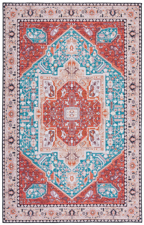 Safavieh Tucson 4'-0" x 6'-0" Rug in Aqua / Rust
