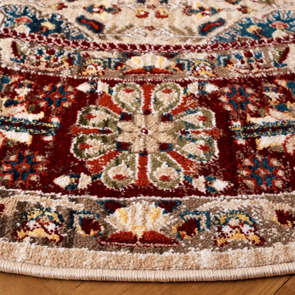 Safavieh Kashan 6'-7" x 6'-7" Rug in Ivory / Red