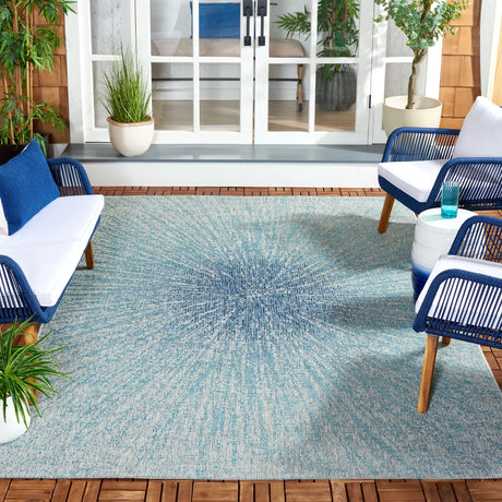 Safavieh Courtyard 6'-7" x 9'-6" Rug in Grey / Navy