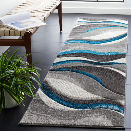 Safavieh Hollywood 2'-3" x 10'-0" Rug in Grey / Turquoise
