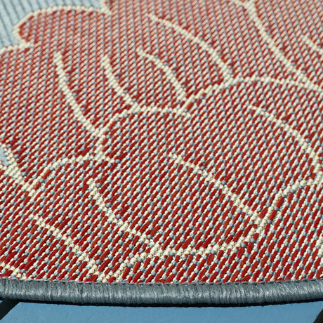 Safavieh Courtyard 5'-3" x 5'-3" Rug in Anthracite / Red