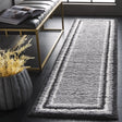 Safavieh Border & Stripe Shag 200 2'-2" x 8'-0" Rug in Grey / Black