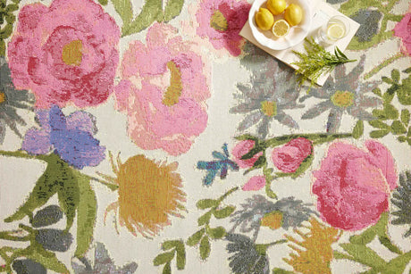 Loloi Botanical Bot-01 Ivory/Multi Rug - styled aerial 1