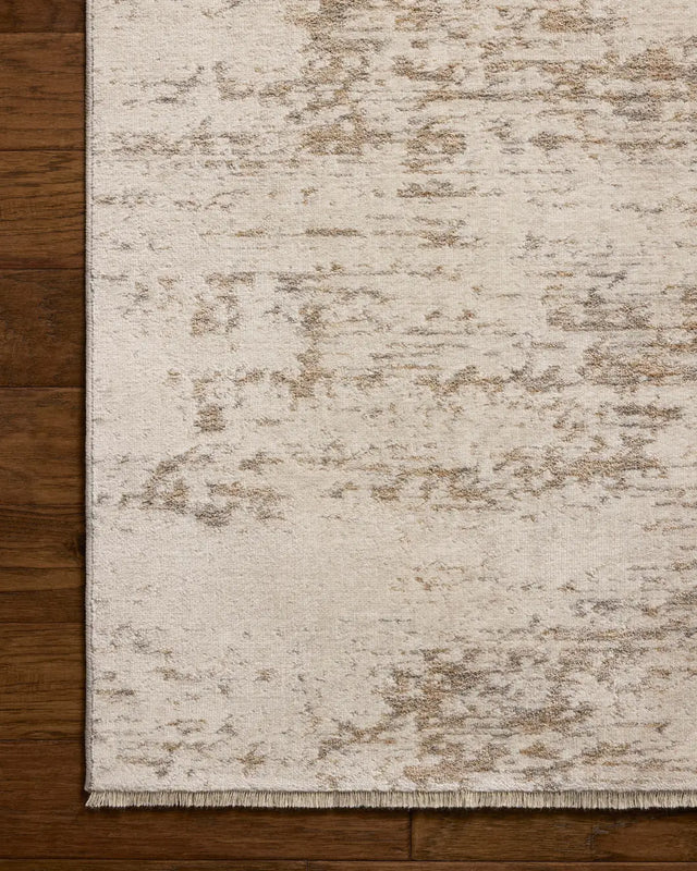 Loloi Nellie NEL-05 Dove / Natural Rug - corner on wood
