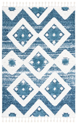 Safavieh Moroccan Tassel Shag 4'-0" x 6'-0" Rug in Blue / Ivory