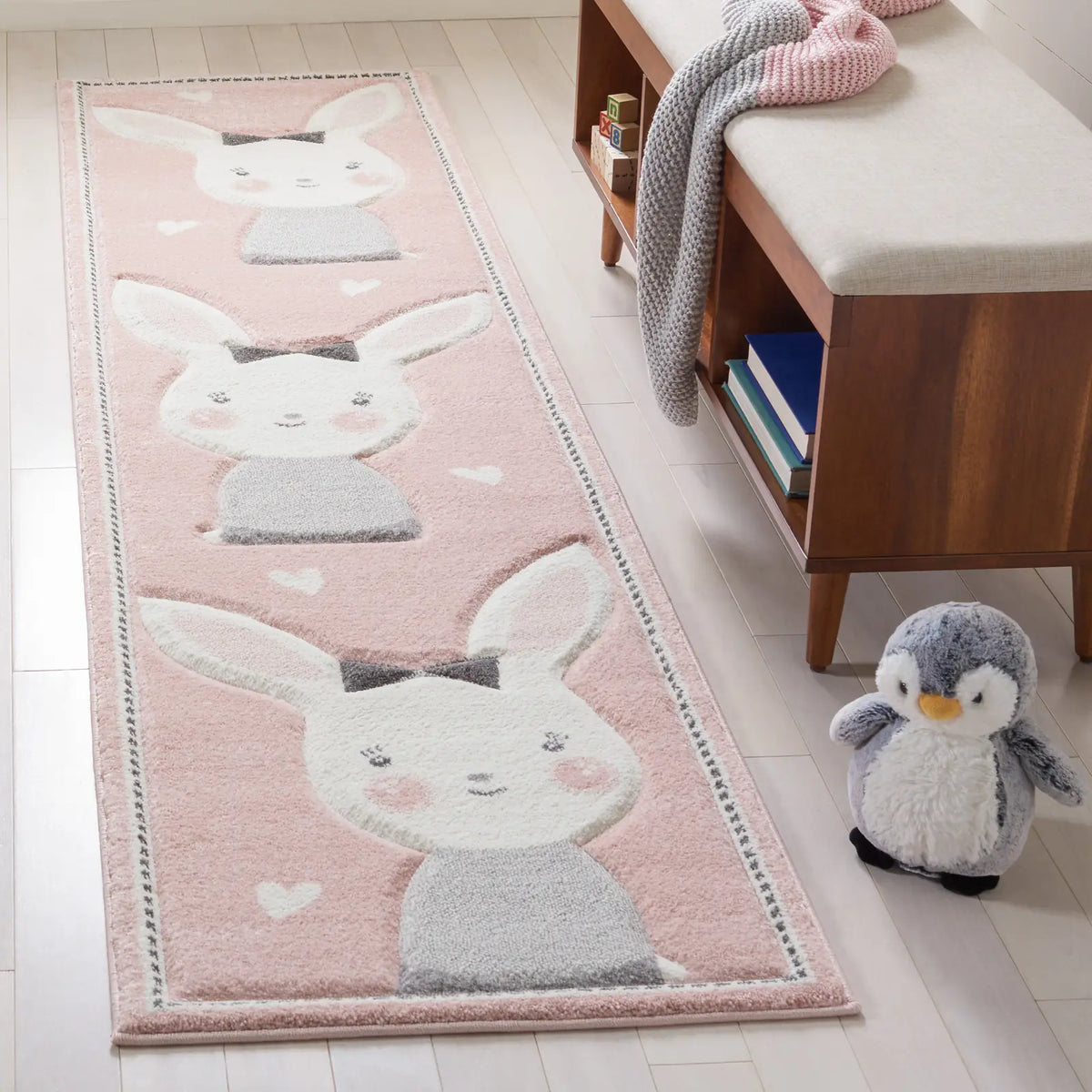 Safavieh Carousel Kids 100 2'-3" x 10'-0" Rug in Pink / Ivory
