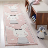 Safavieh Carousel Kids 100 2'-3" x 10'-0" Rug in Pink / Ivory