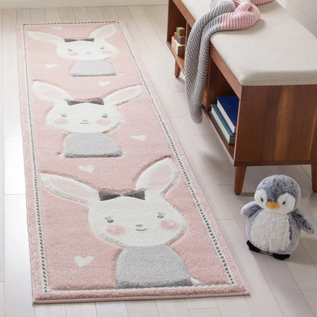 Safavieh Carousel Kids 100 2'-3" x 10'-0" Rug in Pink / Ivory