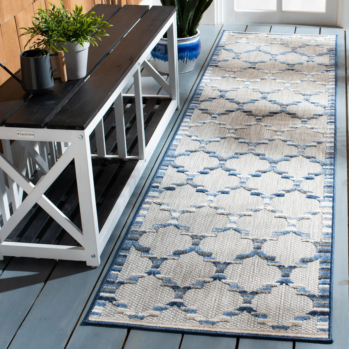 Safavieh Cabana 2'-2" x 7'-0" Rug in Grey / Blue
