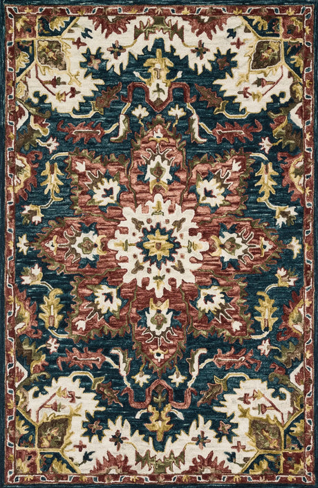 Loloi Victoria Vk-13 Teal / Raspberry Rugs - main flat
