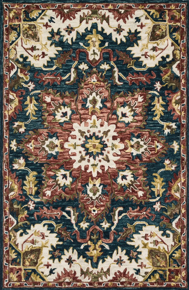 Loloi Victoria Vk-13 Teal / Raspberry Rugs - main flat