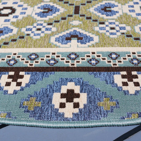 Safavieh Veranda 5'-3" x 5'-3" Rug in Chocolate / Blue